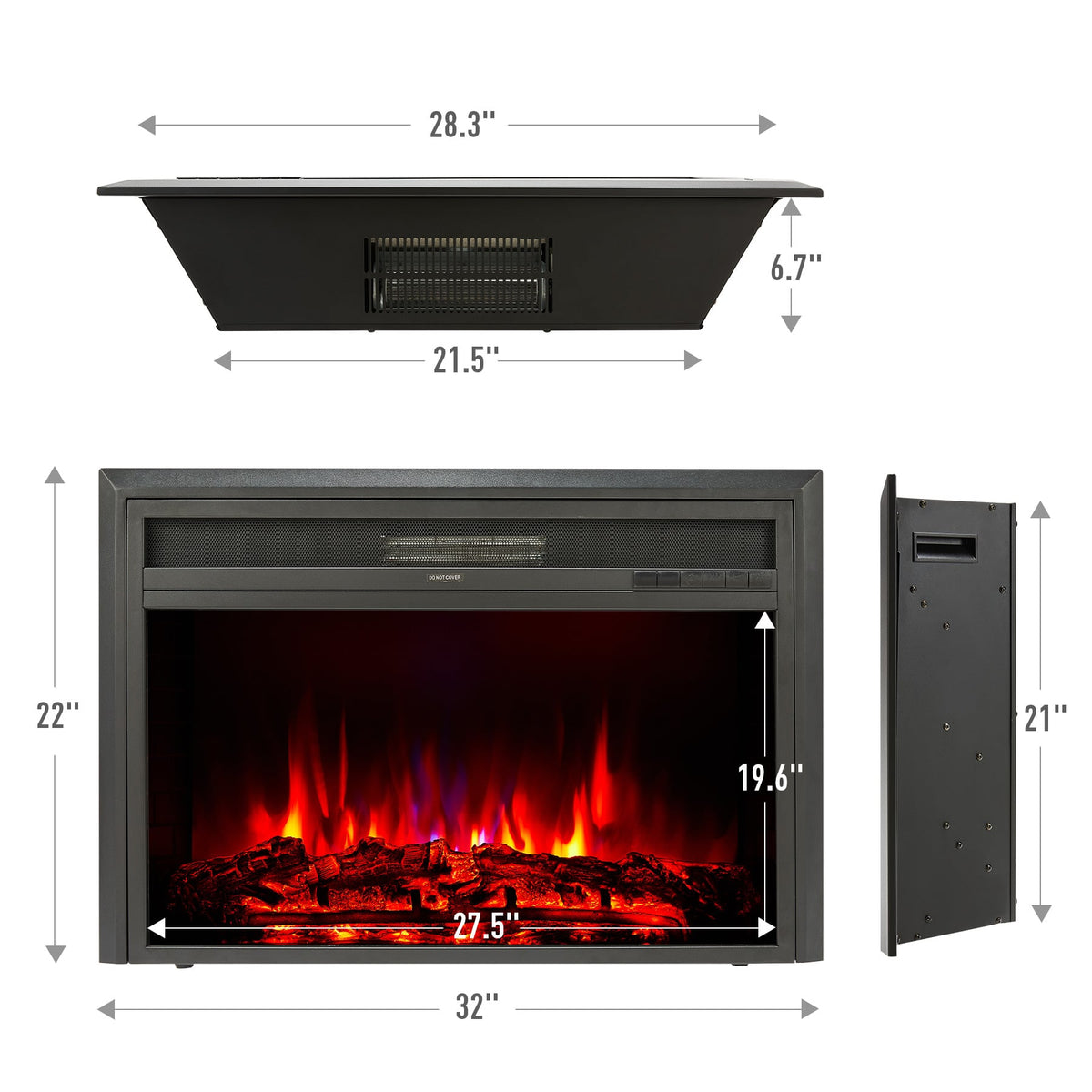 32 Recessed Electric Fireplace Insert w Remote Control u0026 Thermostat –  Vonluce