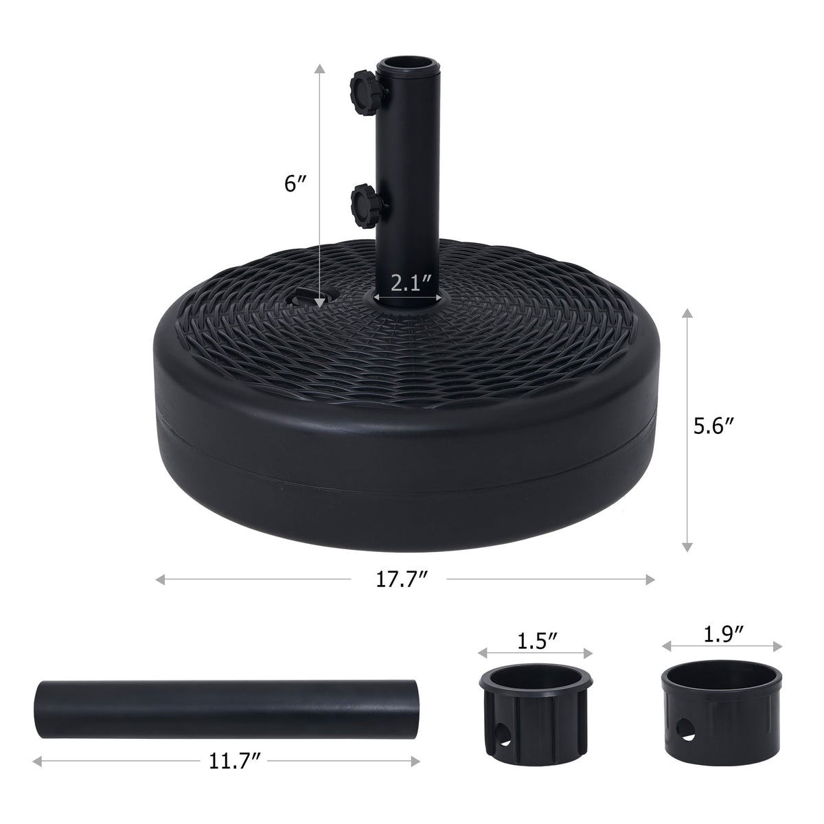 6' patio umbrella with stand 18" Outdoor Umbrella Stand for Entryway Deck Lawn and More, Black – Vonluce