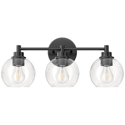 VONLUCE Bathroom Light Fixtures, 3-Light Bathroom Vanity Light with Globe Glass Shades E26 Sockets, Bathroom Lights Over Mirror for Bedroom Hallway Living Room, Black Finish
