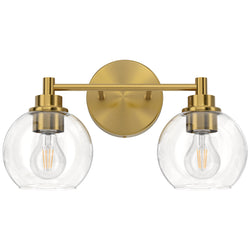 VONLUCE Bathroom Light Fixtures, 2-Light Bathroom Vanity Light with Globe Glass Shades E26 Sockets, Bathroom Lights Over Mirror for Bedroom Hallway Living Room, Gold Finish