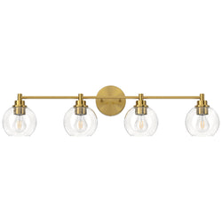 VONLUCE Bathroom Light Fixtures, 4-Light Bathroom Vanity Light with Globe Glass Shades E26 Sockets, Bathroom Lights Over Mirror for Bedroom Hallway Living Room, Gold Finish