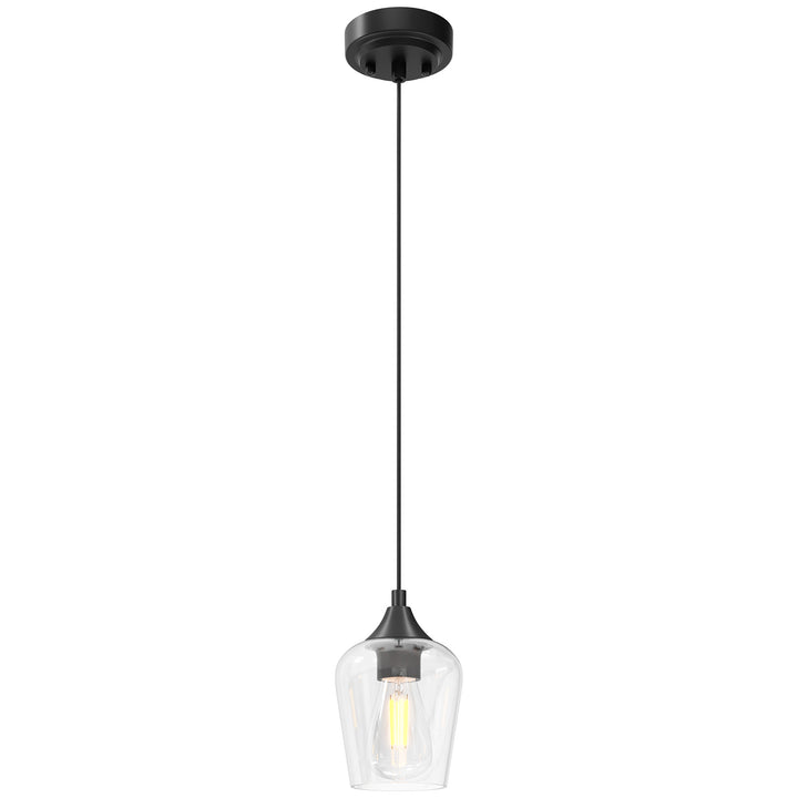 VONLUCE Black Pendant Light for Kitchen Island, Pendant Light Fixture w/Hanging Cord for Bedroom & Hallway, Kitchen Pendant Lighting Over Island with Clear Glass Shade