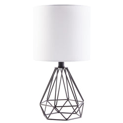 Side & End Table Lamp w Open Frame Base for Office, Living Room & Hall, Nightstand & Bedside desk Lamp for Bedroom & Guest Room, Black