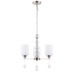 Three-Light Chandelier Pendant Lamp with Crystal Balls & Glass Shades